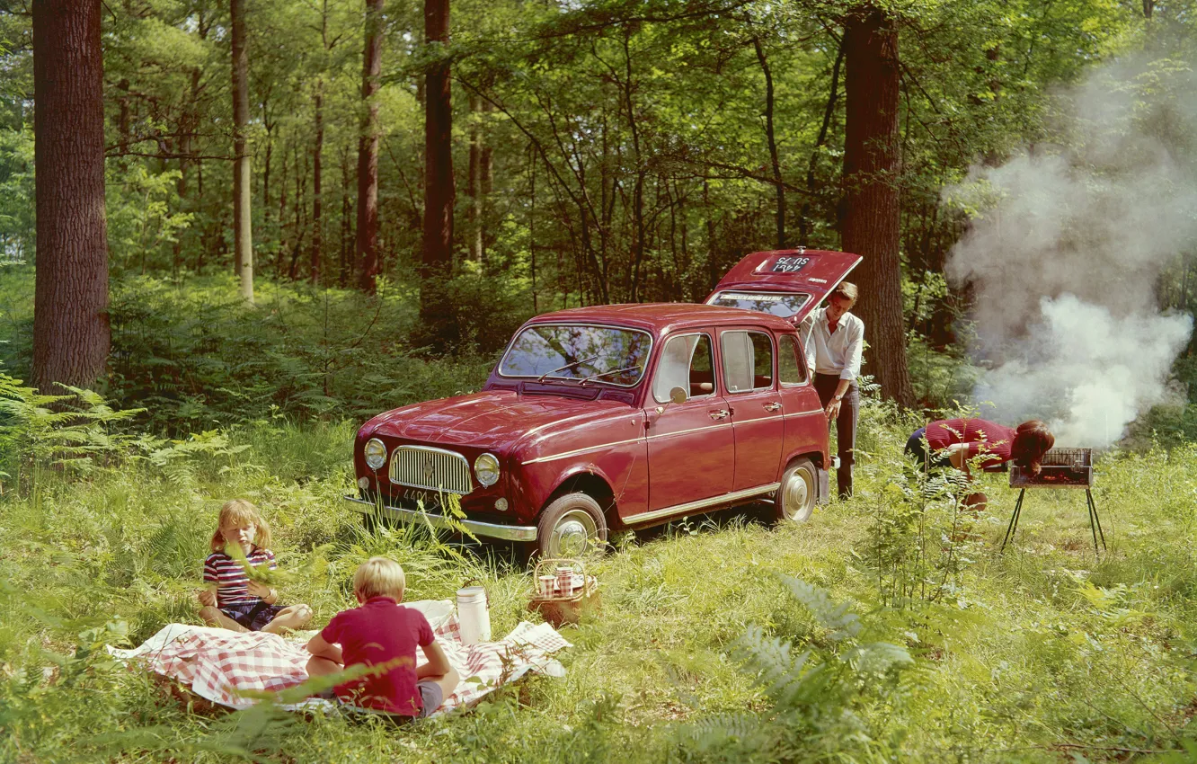 Photo wallpaper forest, picnic, 1961-1967, Renault 4 L