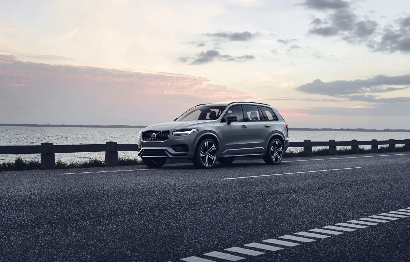 Photo wallpaper sunset, the evening, Volvo, XC90, crossover, R-Design, Twin Engine, 2019