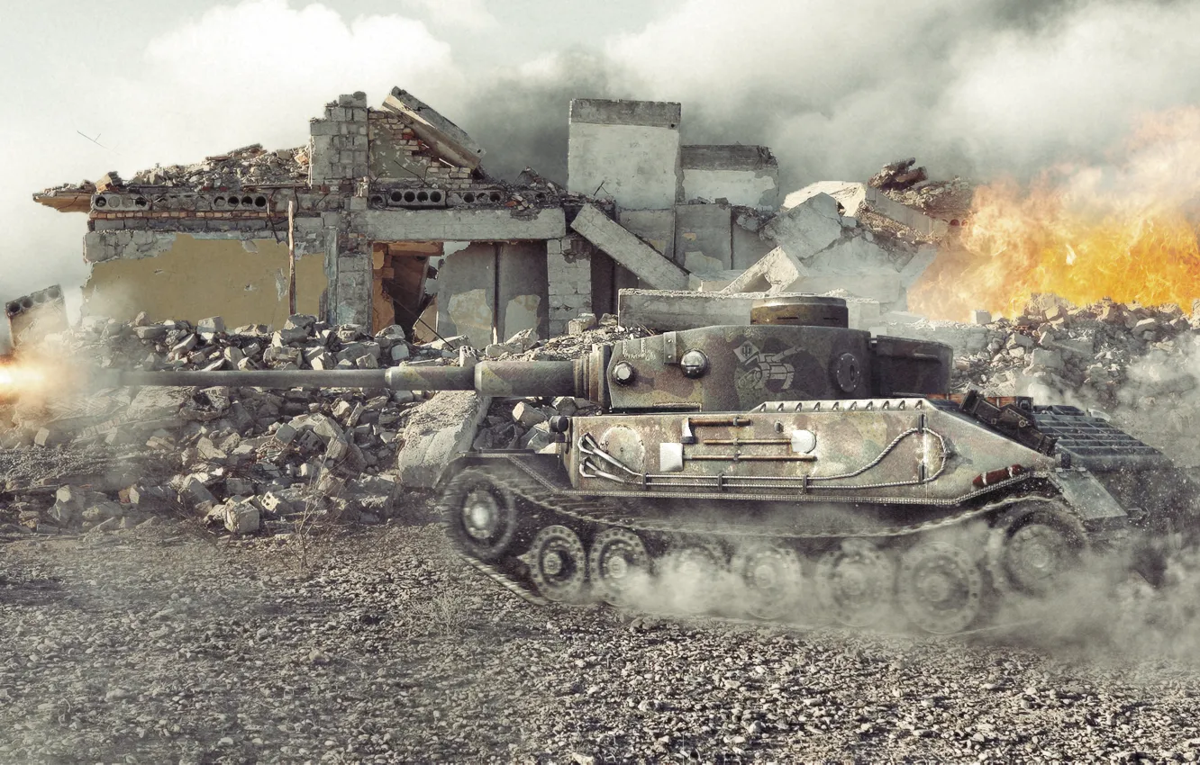 Photo wallpaper destruction, shot, Germany, tank, tanks, Germany, WoT, World of tanks