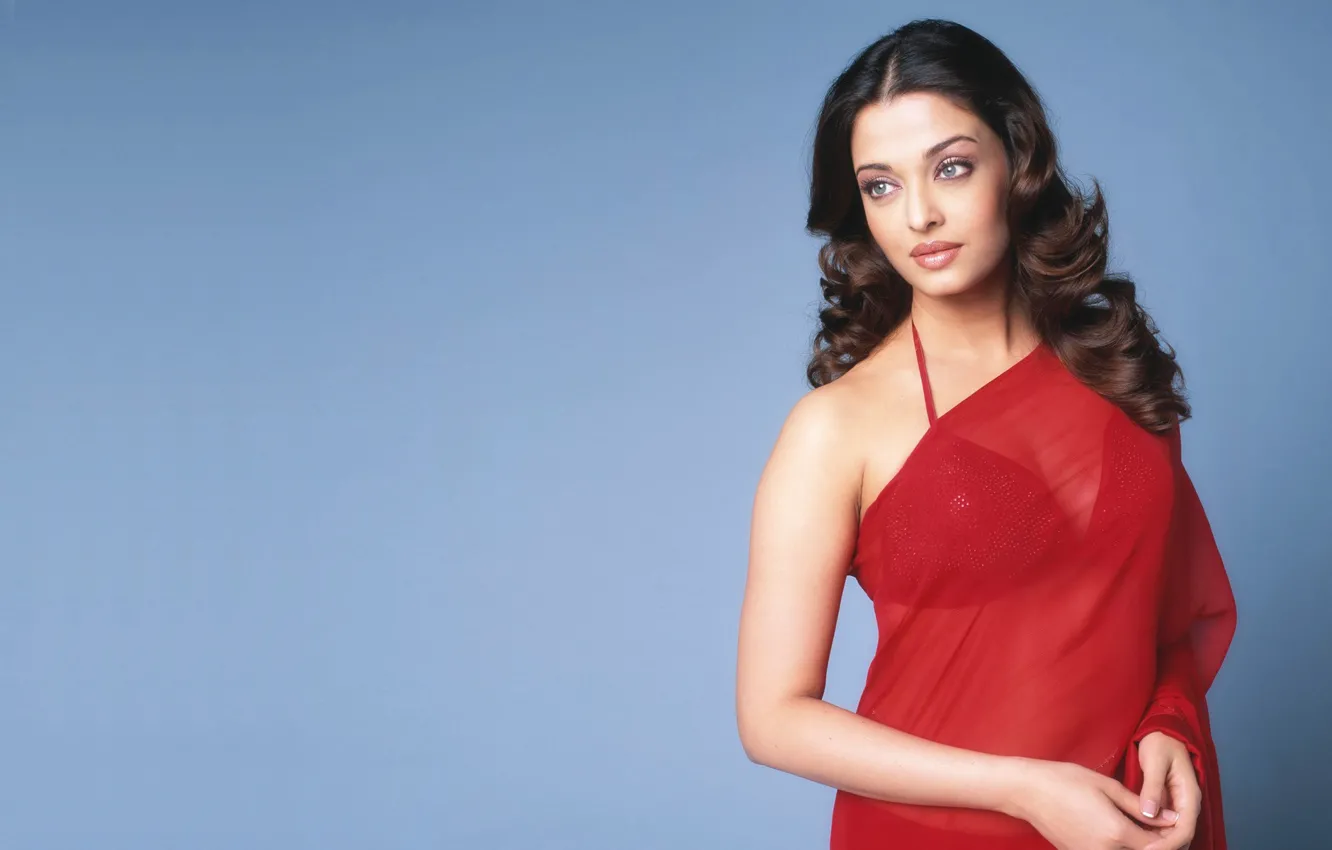 Photo wallpaper red, sexy, bollywood, transparent, sari, aishwarya Rai, saari