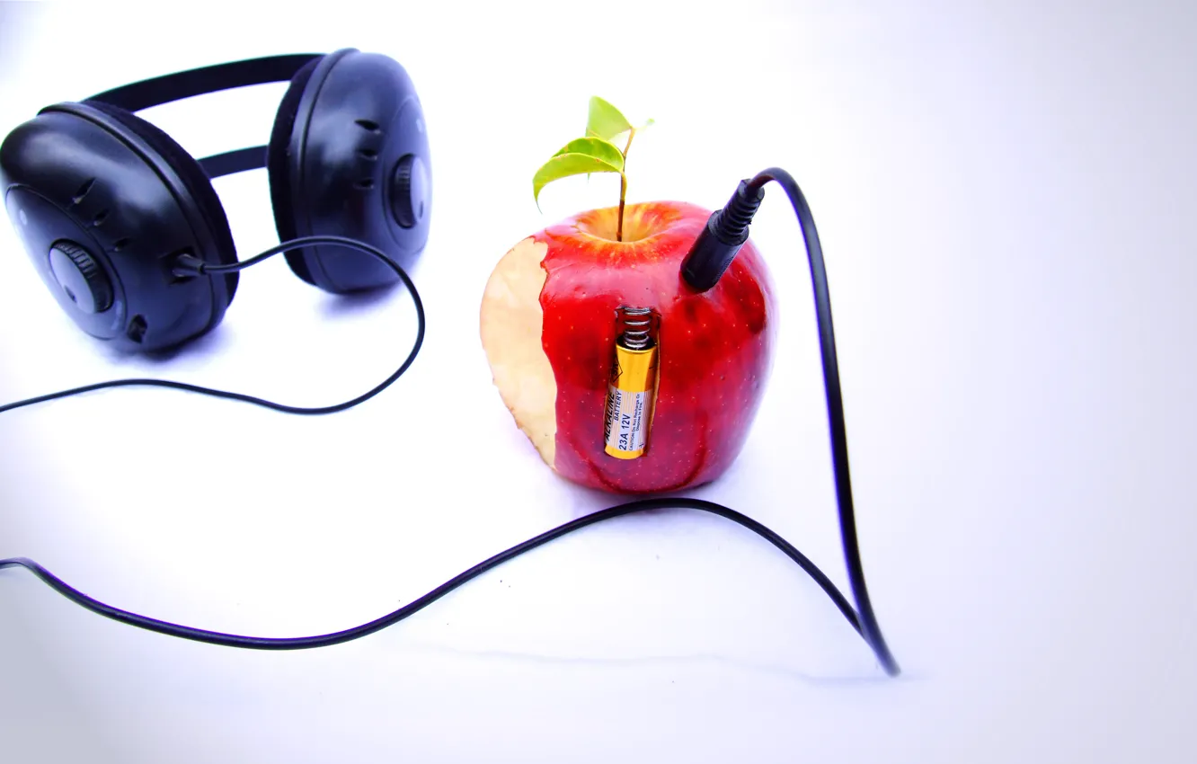 Photo wallpaper Apple, headphones, player, background beatles n apple