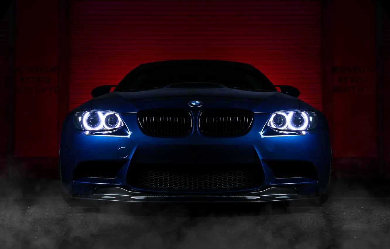 Photo wallpaper BMW, BMW, blue, front, E92