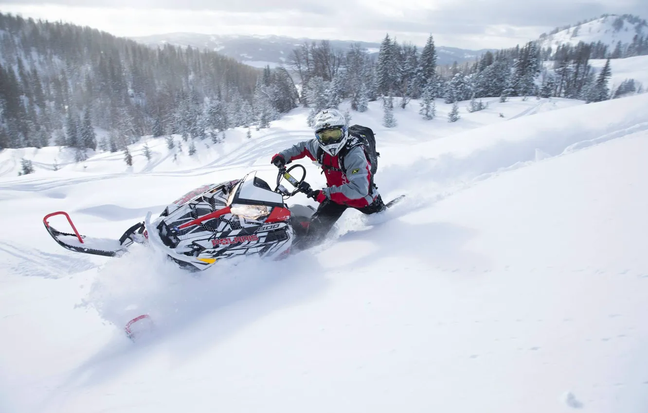 Photo wallpaper Snow, Snow, snowmobile, Polaris, snowmobile, Polaris