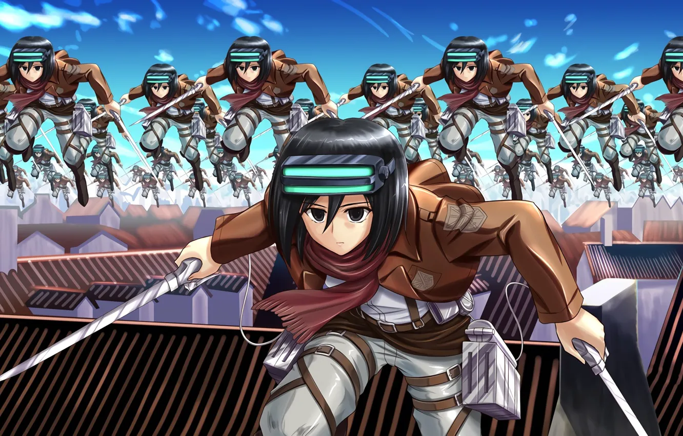 Photo wallpaper girl, to aru kagaku no railgun, anime, crossover, japanese, uniform, seifuku, Attack on Titan