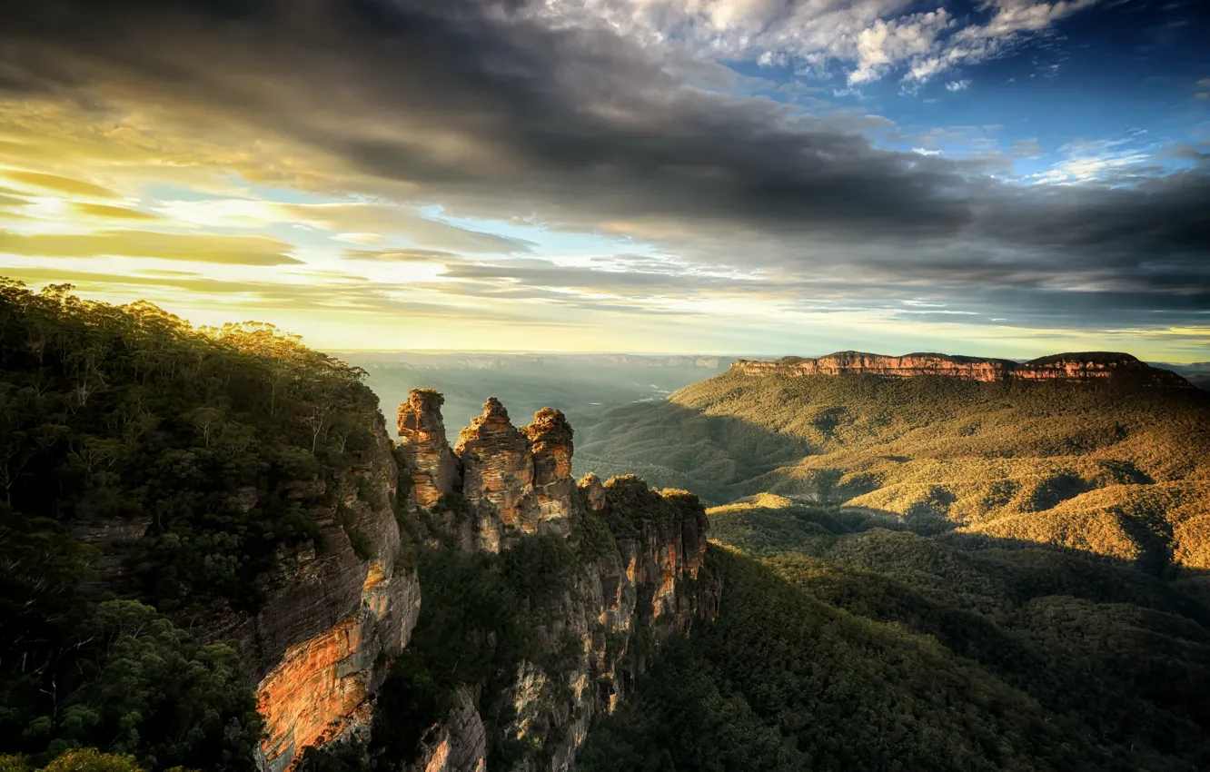Photo wallpaper Sunrise, Australia, Blue Mountain