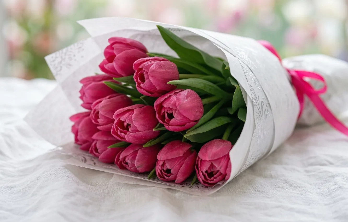 Photo wallpaper flowers, bouquet, tulips, March 8