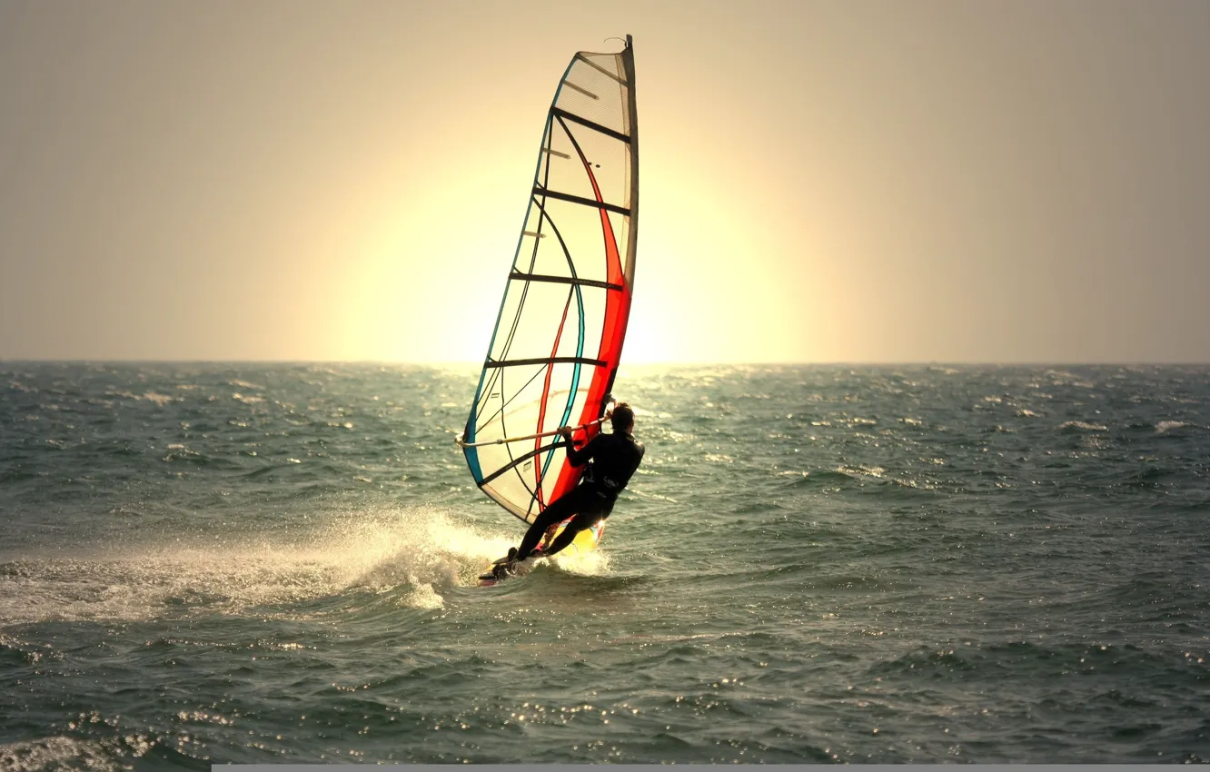 Photo wallpaper water, man, equipment, windsurfing