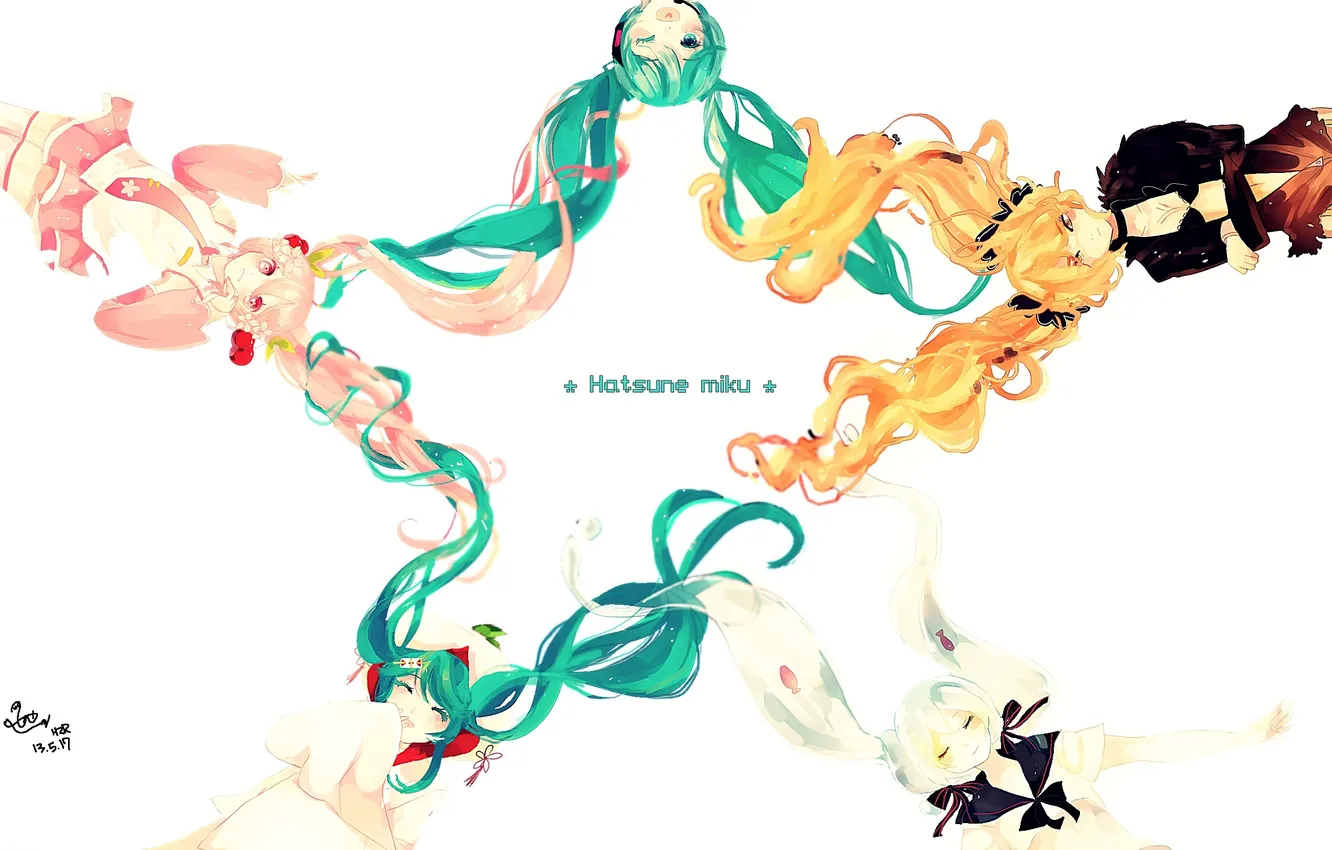 Photo wallpaper girl, flowers, Sakura, art, microphone, cherry, vocaloid, hatsune miku