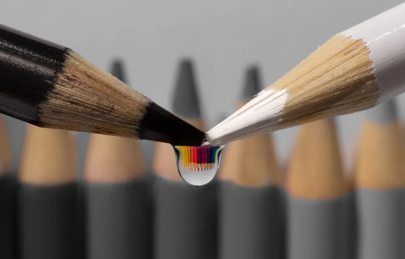 Photo wallpaper drop, colored pencils, Color your world