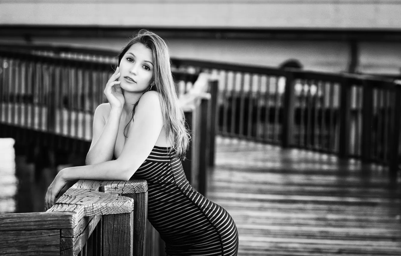 Photo wallpaper girl, face, pose, background, hair, dress, Jenna