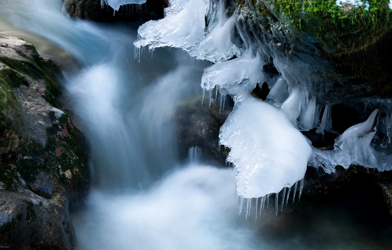 Photo wallpaper ice, winter, nature, river