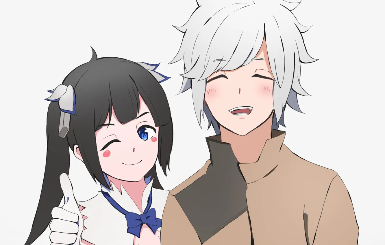 Photo wallpaper girl, guy, Bell Kranel, Bell Cranel, Hestia, Hestia, DanMaChi