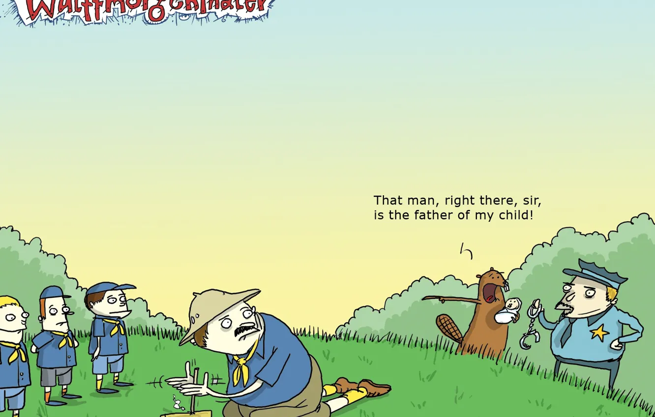 Photo wallpaper humor, Wulffmorgenthaler, caricature, beaver, scouts