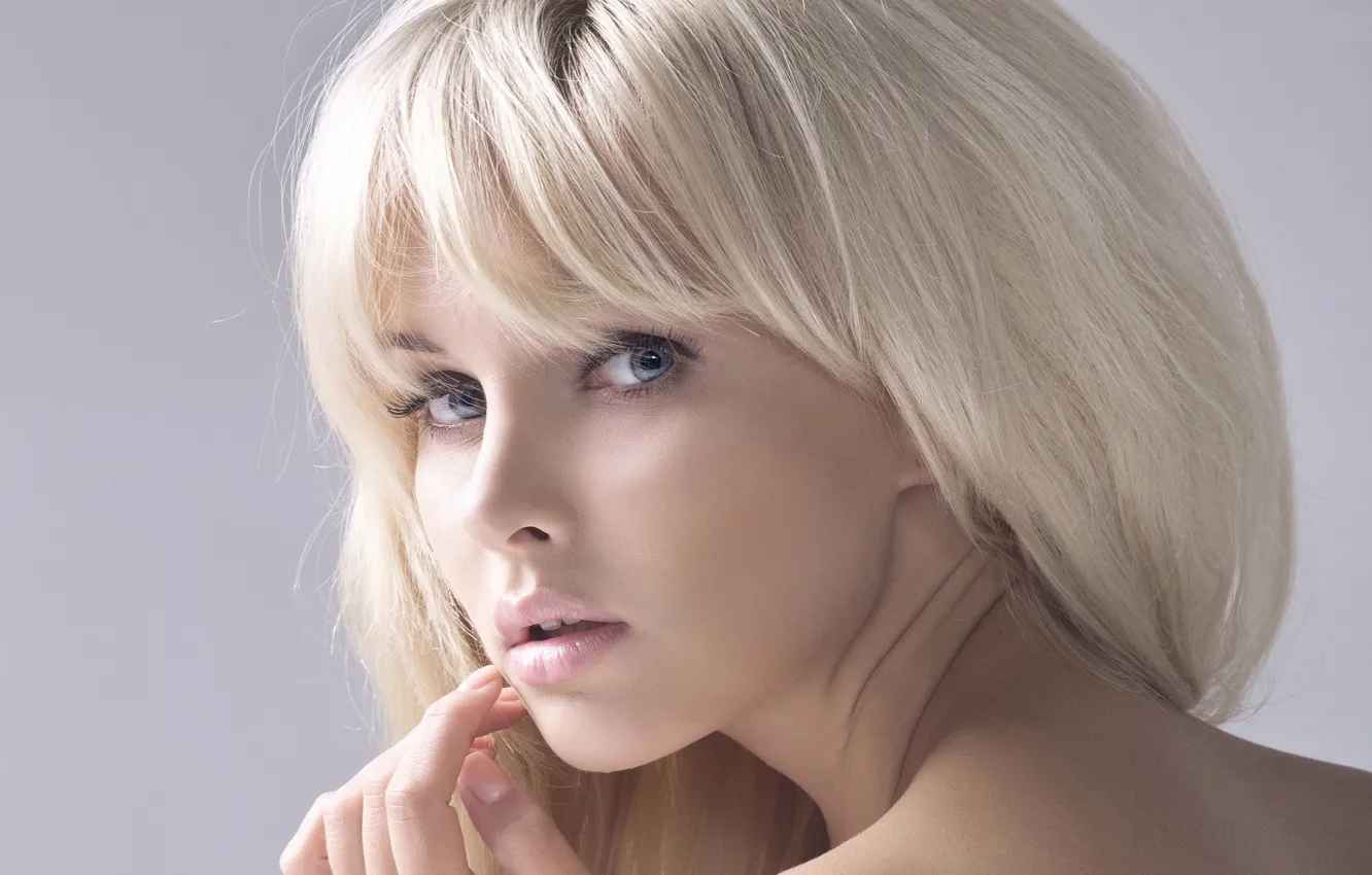 Photo wallpaper look, girl, face, sweetheart, hair, blonde, lips, beautiful
