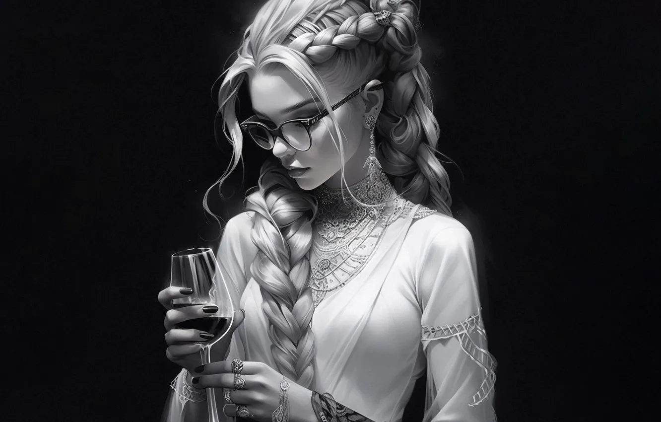 Photo wallpaper widescreen, girls, people, black and white, drawings, objects, neural network