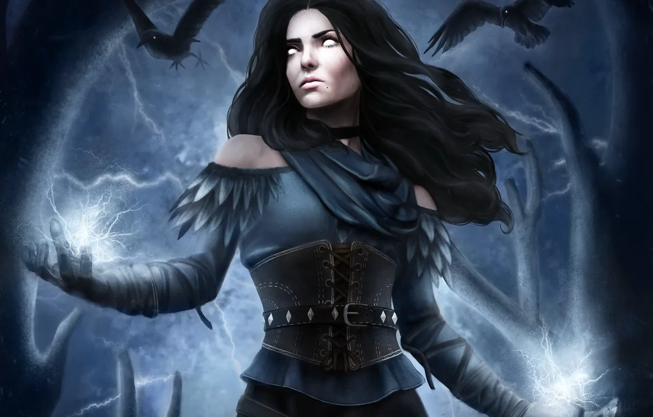 Photo wallpaper girl, magic, girl, magic, Raven, the enchantress, , Jennifer, Yennefer of Vengerberg