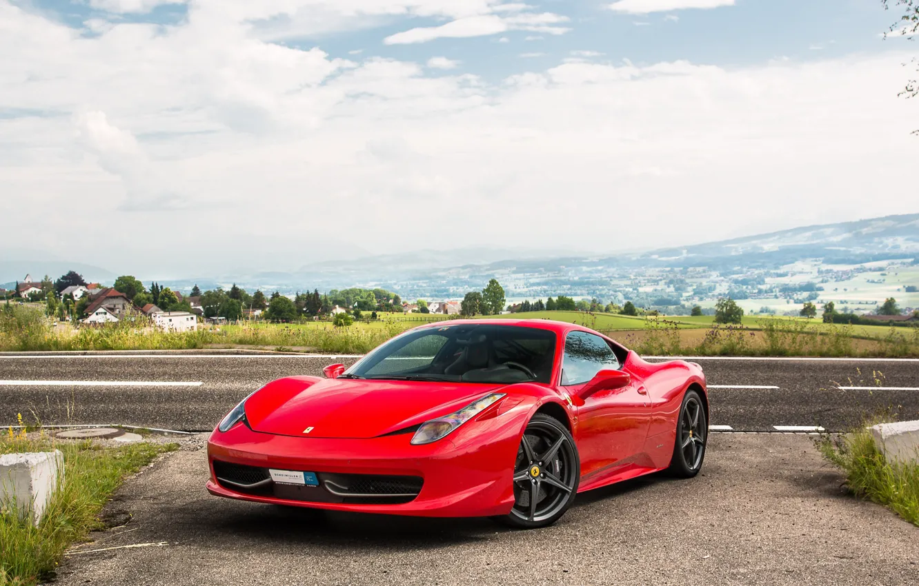 Photo wallpaper Ferrari, red, 458, Italia