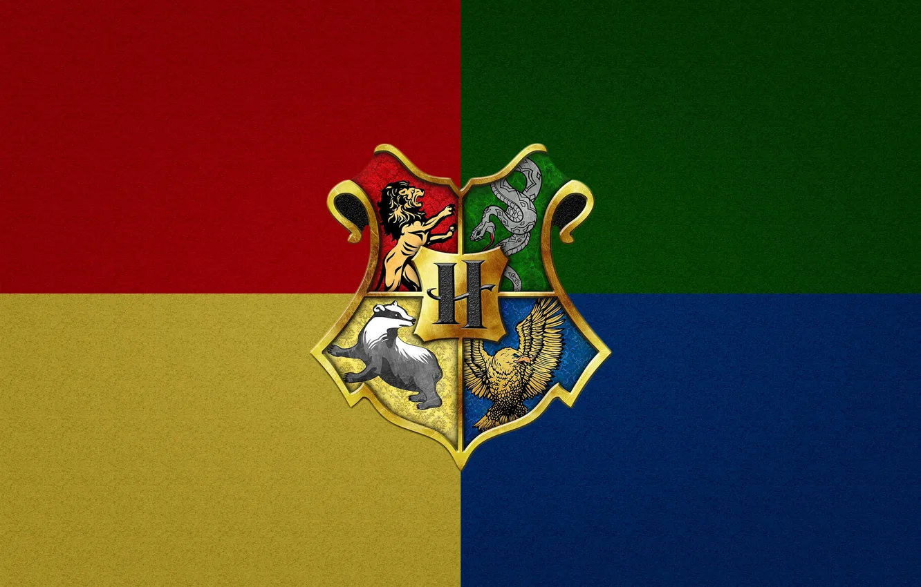 Photo wallpaper flag, Harry Potter, coat of arms, heraldry, Harry Potter, Ravenclaw, Hufflepuff, Gryffindor