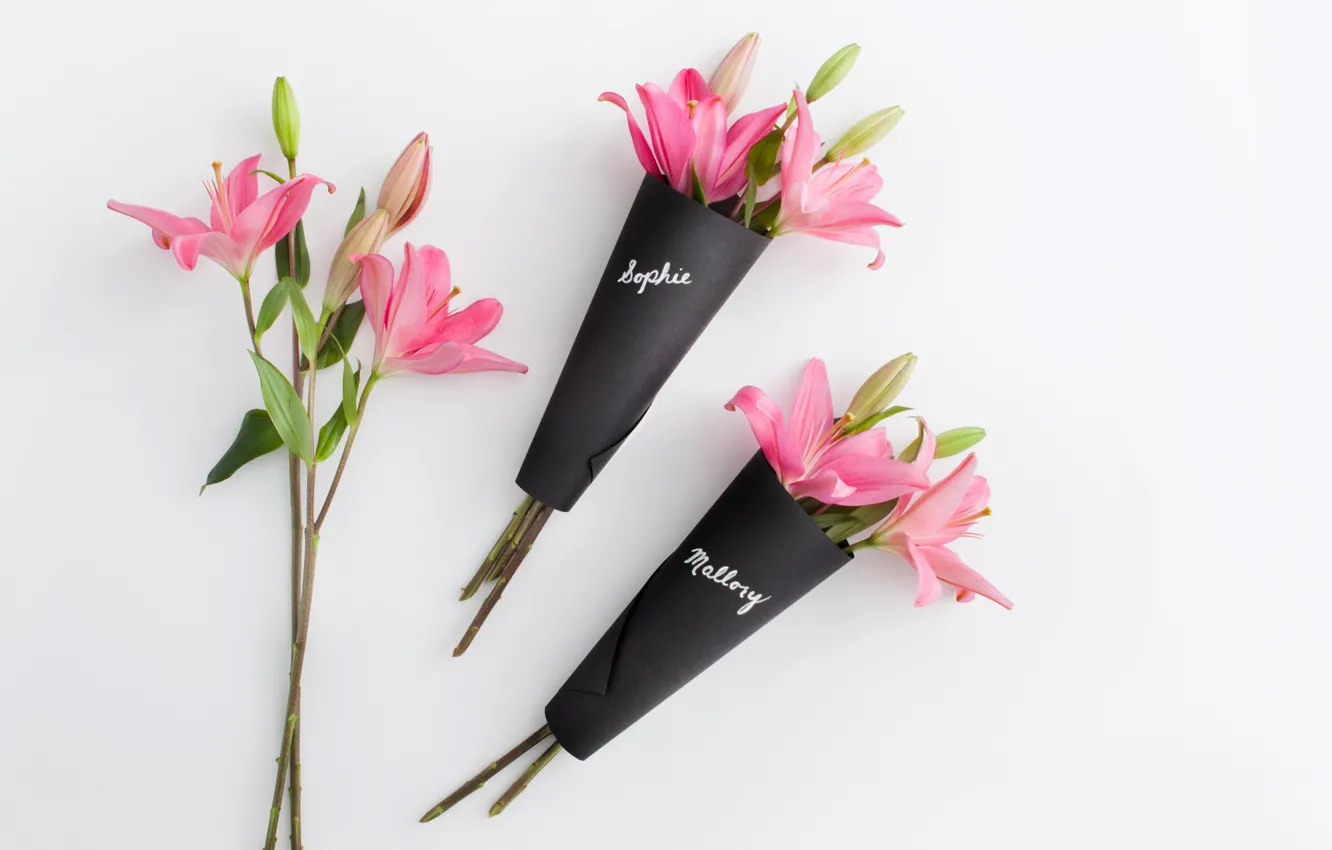 Photo wallpaper gift, Lily, bouquet, petals