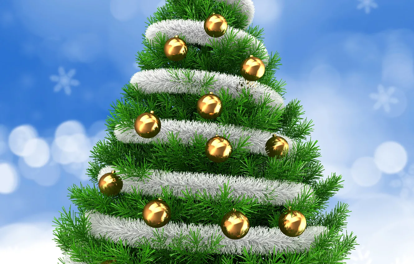 Photo wallpaper balls, tree, new year, Christmas