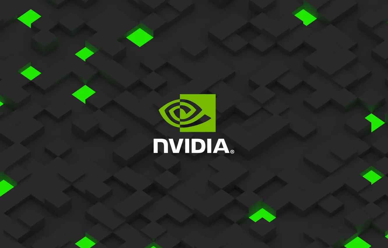 Photo wallpaper green, logo, Nvidia