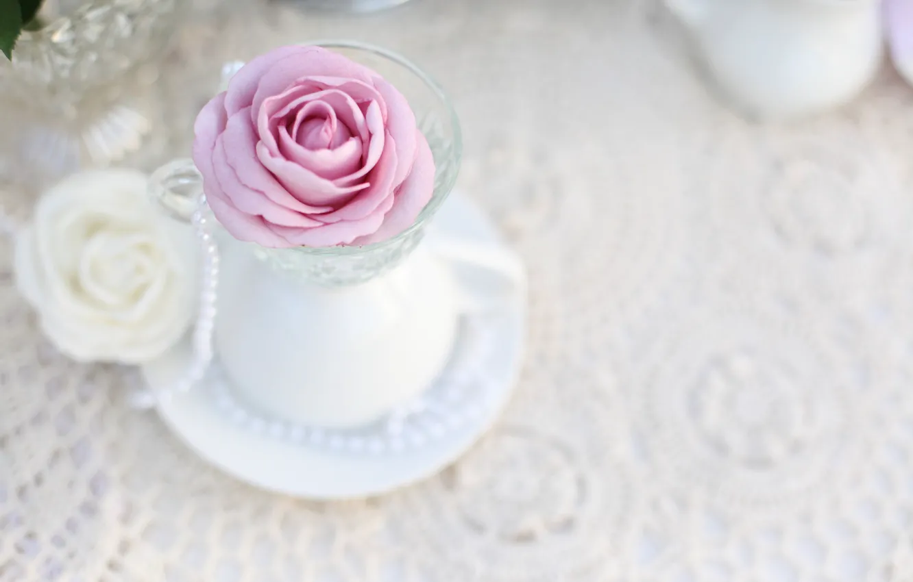 Photo wallpaper flower, rose, Vase