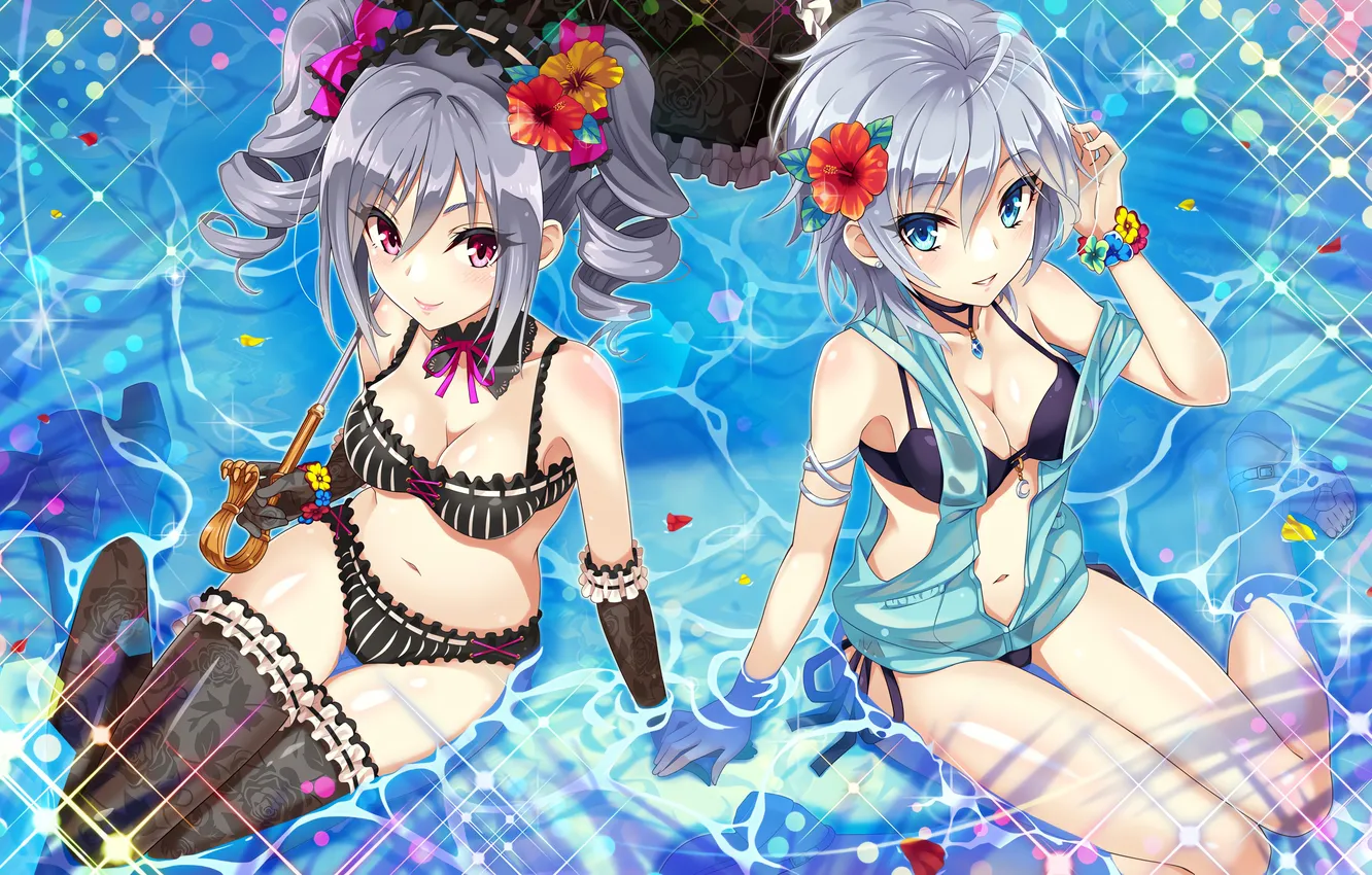 Photo wallpaper sexy, lingerie, Anastasia, bra, cleavage, panties, thighhighs, long hair