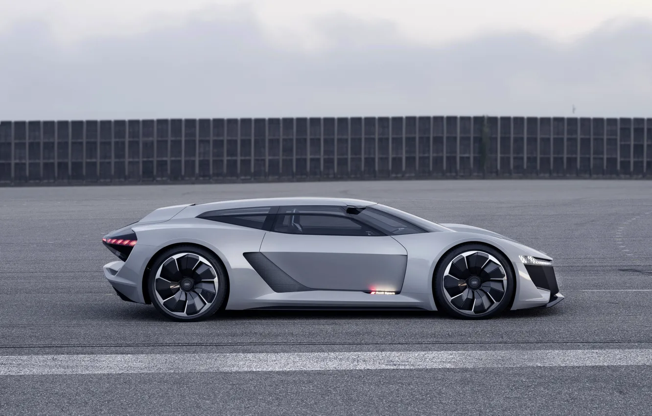 Photo wallpaper road, grey, Audi, profile, 2018, PB18 e-tron Concept
