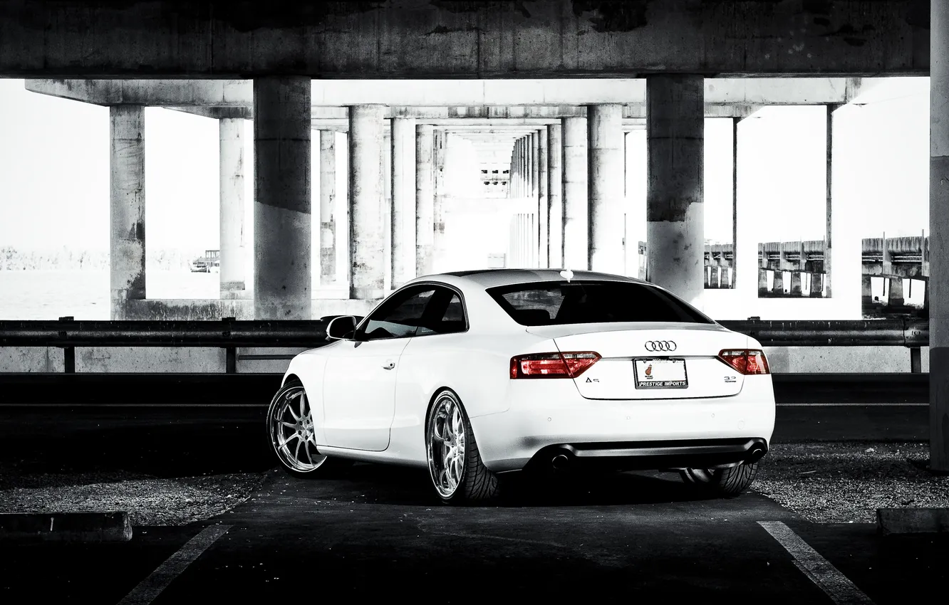 Photo wallpaper white, Audi, Audi, white, Coupe, the rear part, US-spec, 3.2