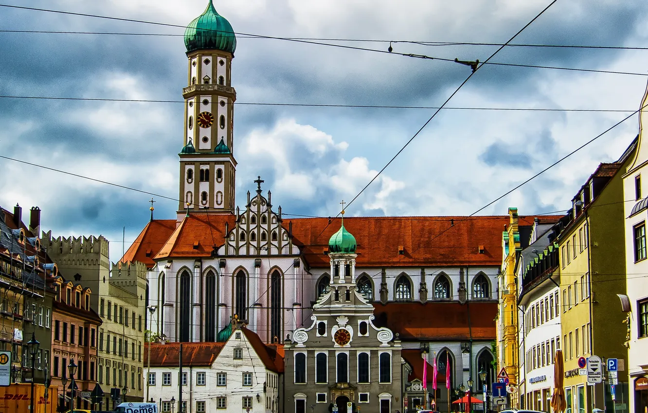 Photo wallpaper tower, home, Germany, Bayern, area, Cathedral, Augsburg