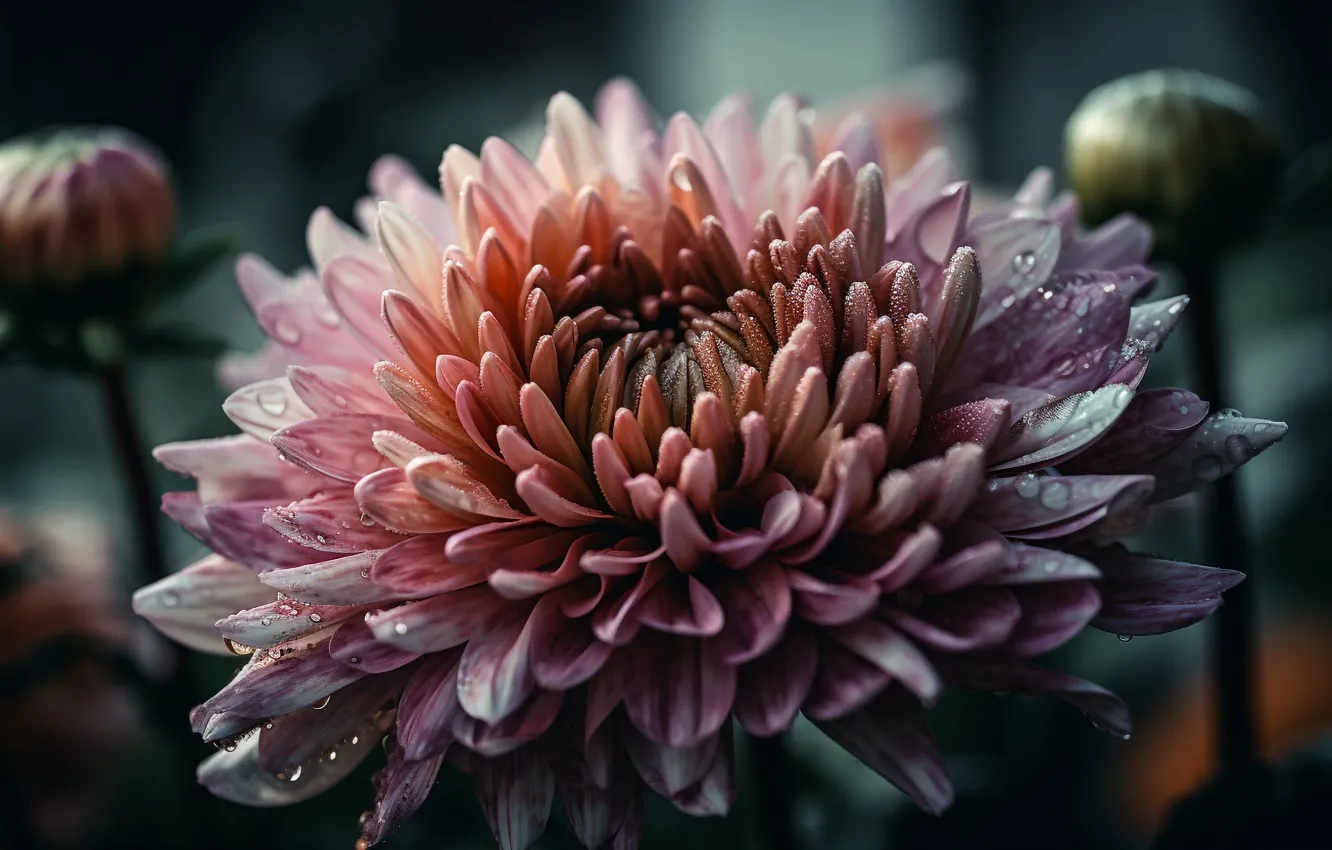 Photo wallpaper drops, macro, light, flowers, Rosa, pink, buds, composition