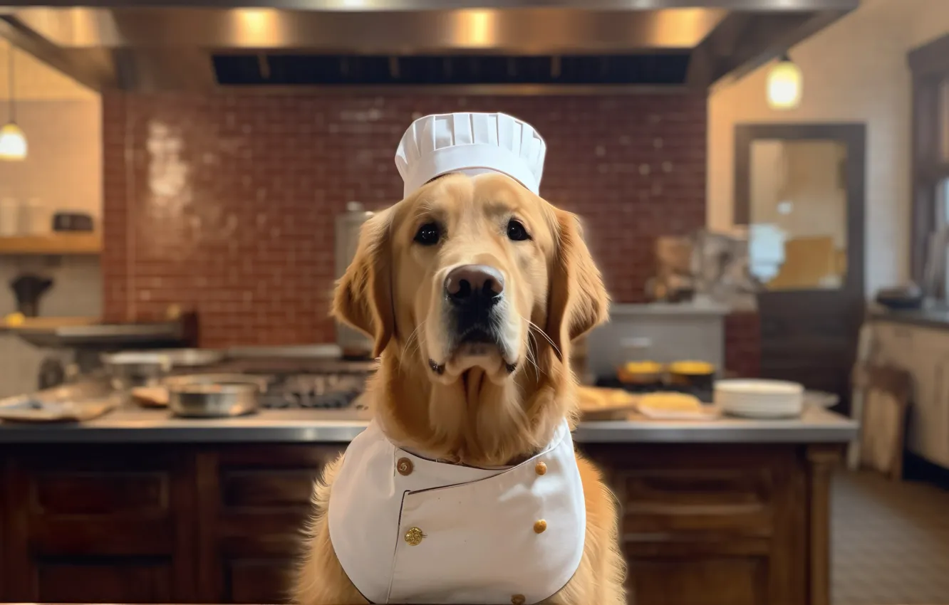 Photo wallpaper dog, digital art, chef, AI art, The Art of Artificial Intelligence, neural network