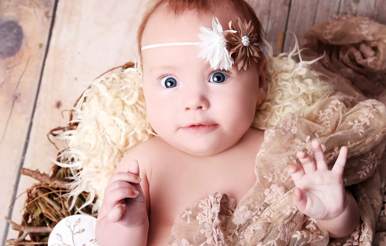 Photo wallpaper look, child, baby, baby, baby, kid, Glance, Infants