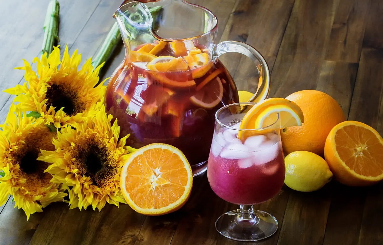 Photo wallpaper lemon, orange, drink