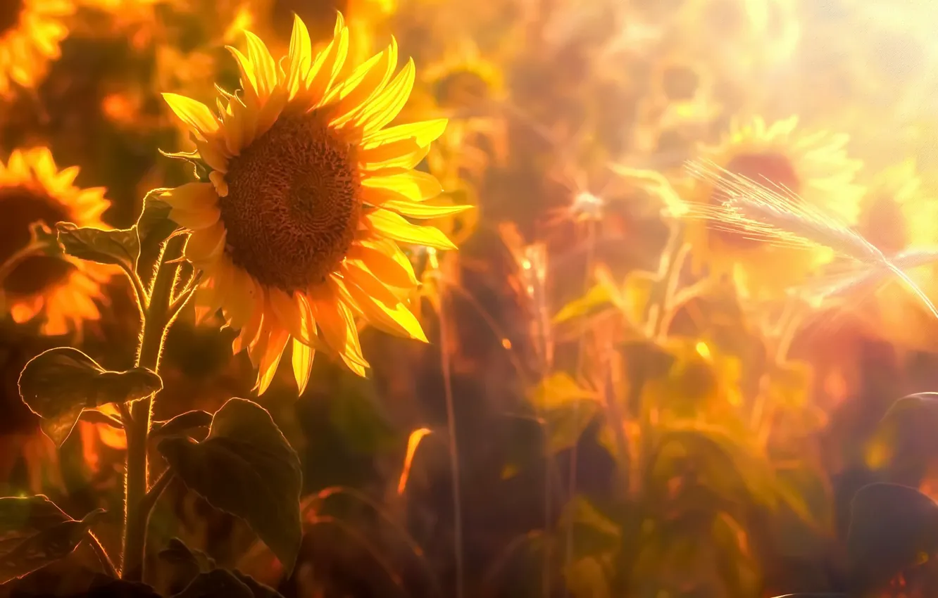 Photo wallpaper summer, sunflowers, nature