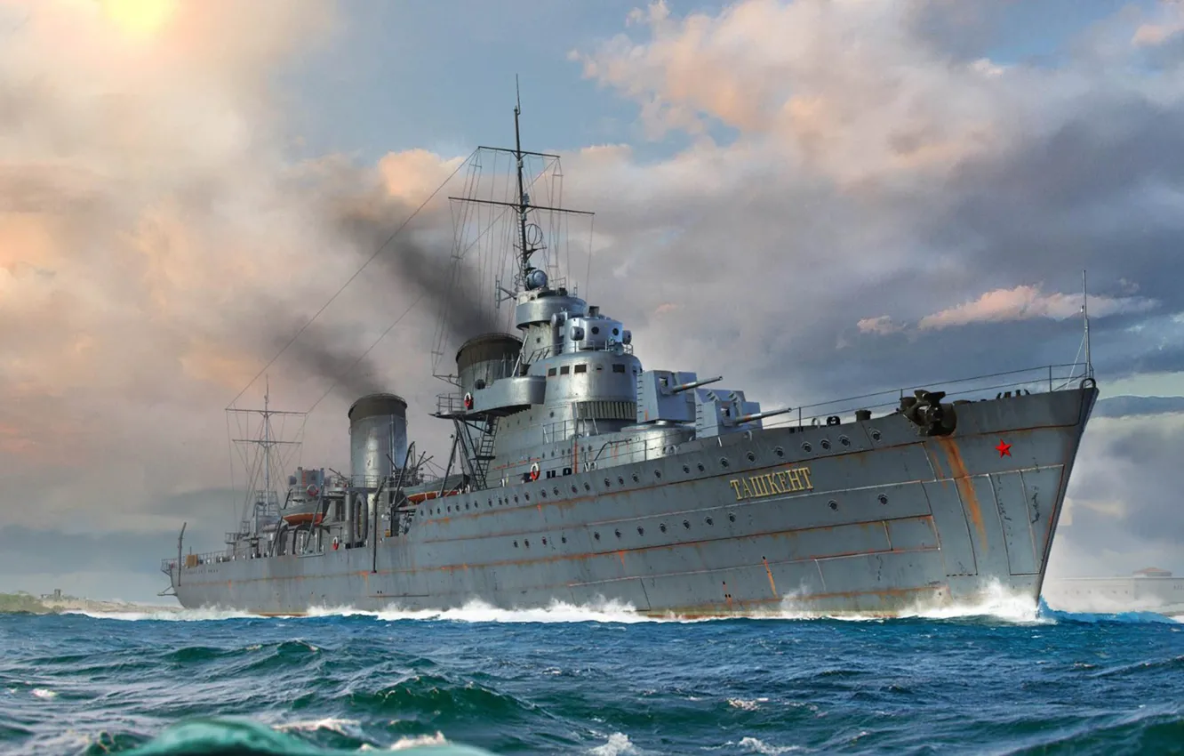 Photo wallpaper the leader, destroyer, Tashkent, THE SOVIET NAVY, destroyer, Li Lao, Russian Destroyer Taszkient 1940