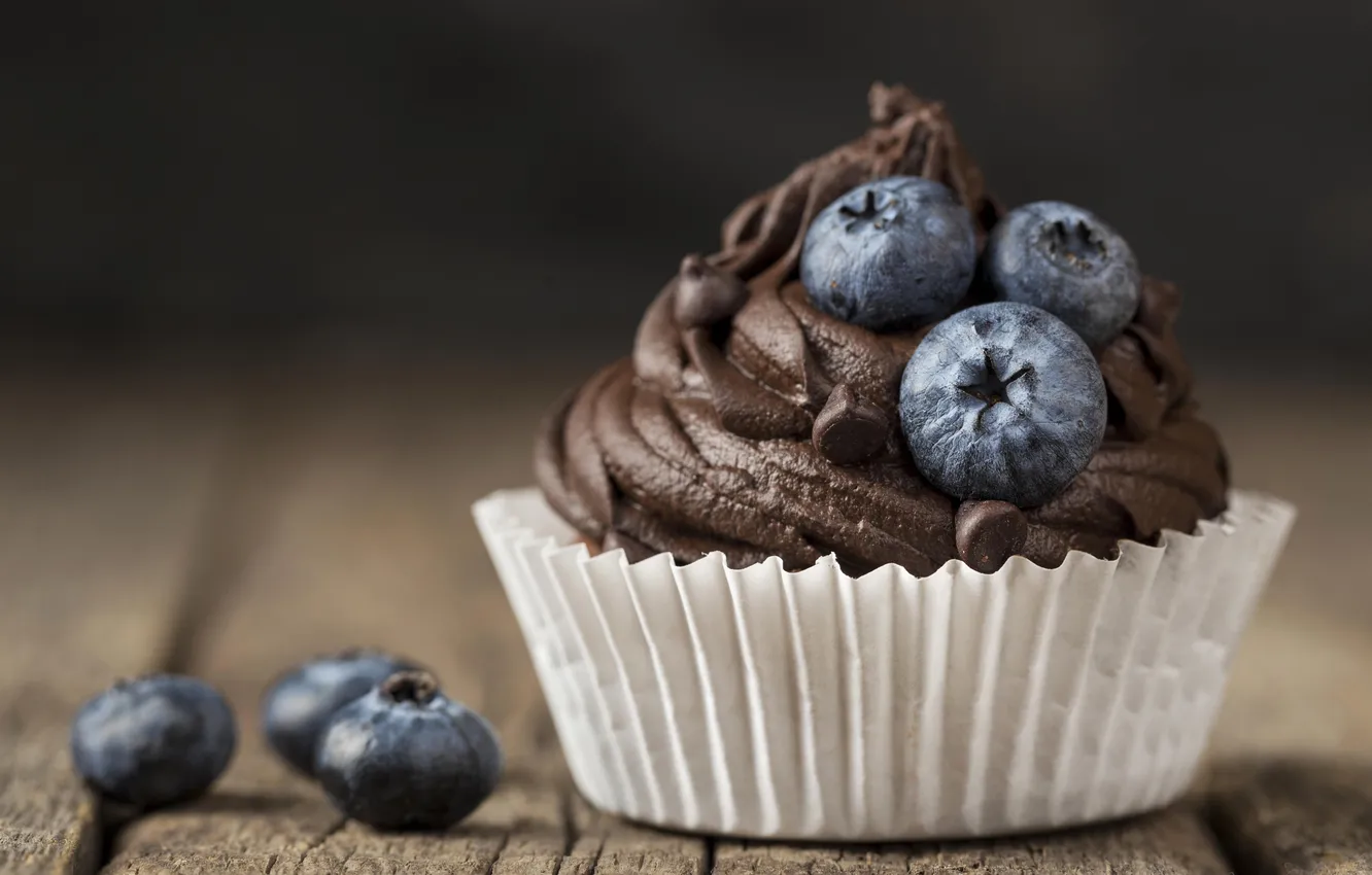 Photo wallpaper cupcake, blueberries, tasty