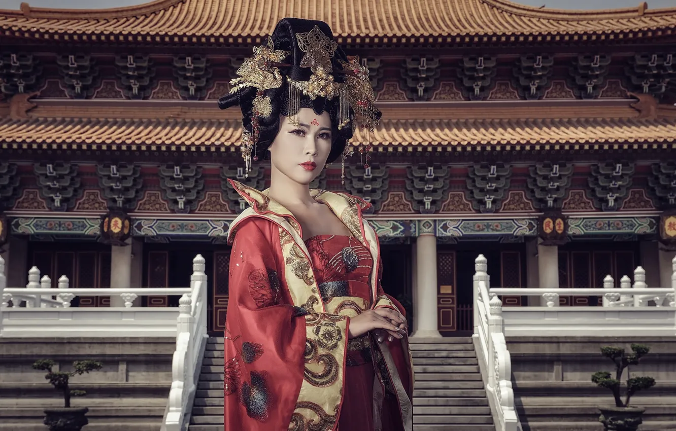 Photo wallpaper style, background, Oriental girl