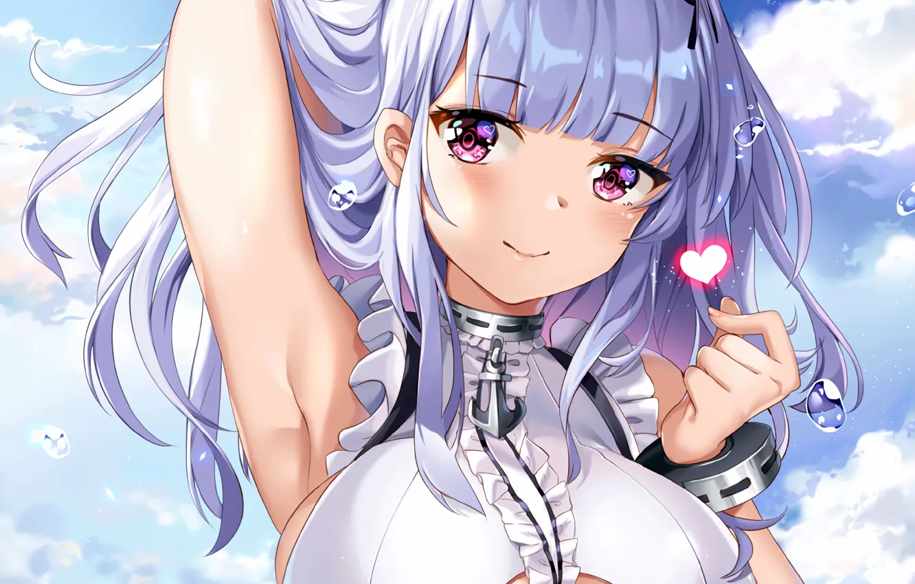 Photo wallpaper girl, sexy, cleavage, long hair, dress, boobs, anime, beautiful