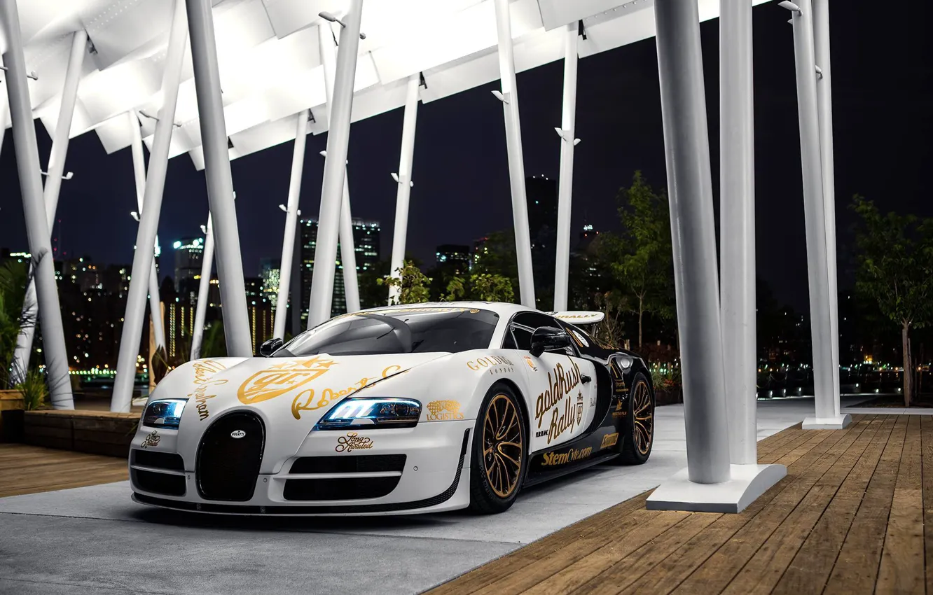 Photo wallpaper supercar, Bugatti Veyron, Supersport, hypercar, Pur Blanc, Andrew Link
