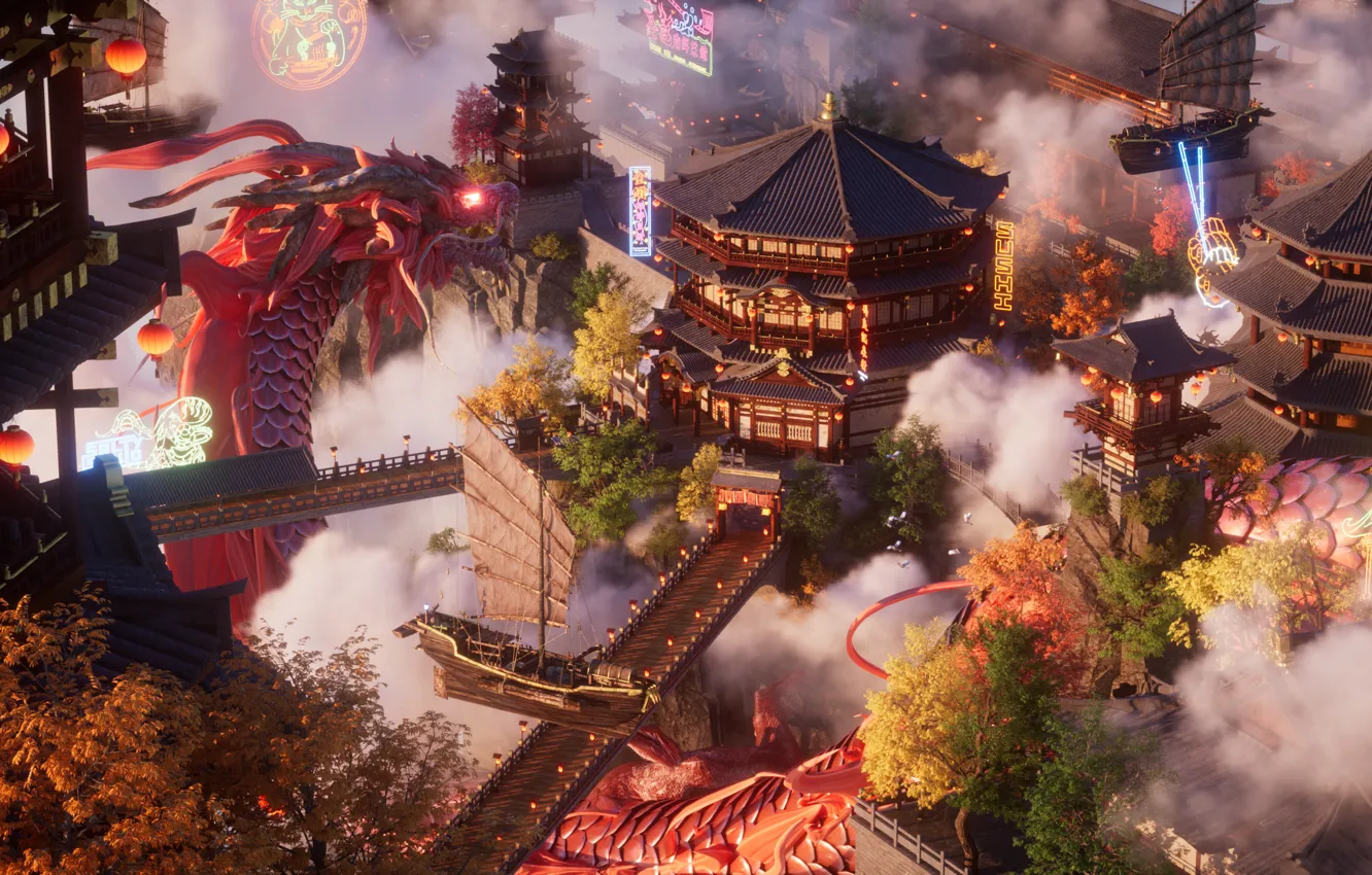 Photo wallpaper Dragon, Chinese New Year, Empire, Floating, Celebrations