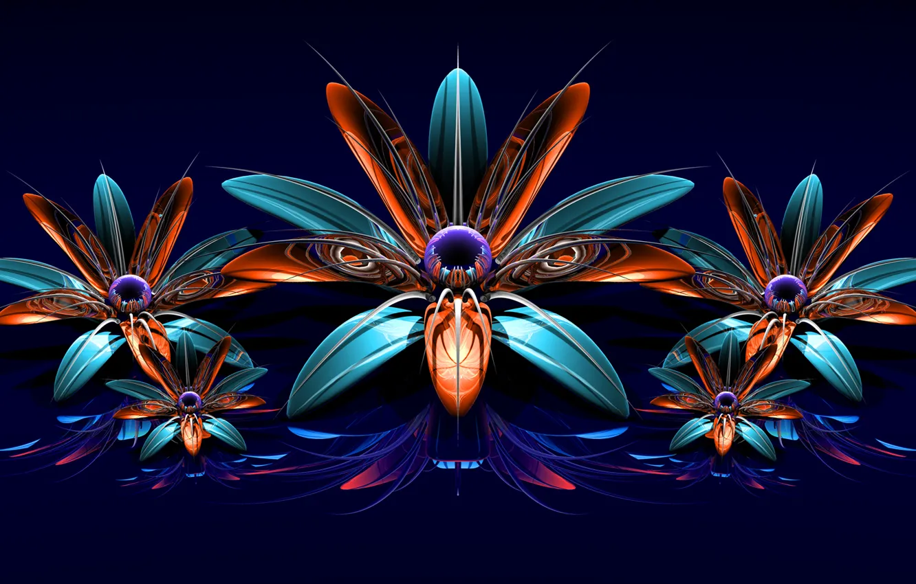 Photo wallpaper flowers, bouquet, fractal