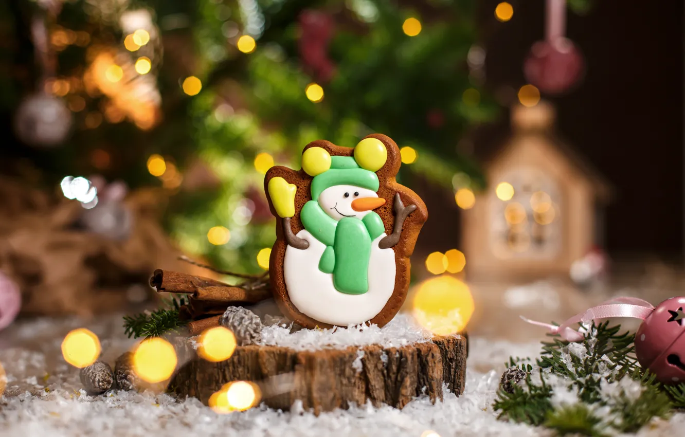 Photo wallpaper holiday, New year, snowman, decor, gingerbread, Kukota Ekaterina