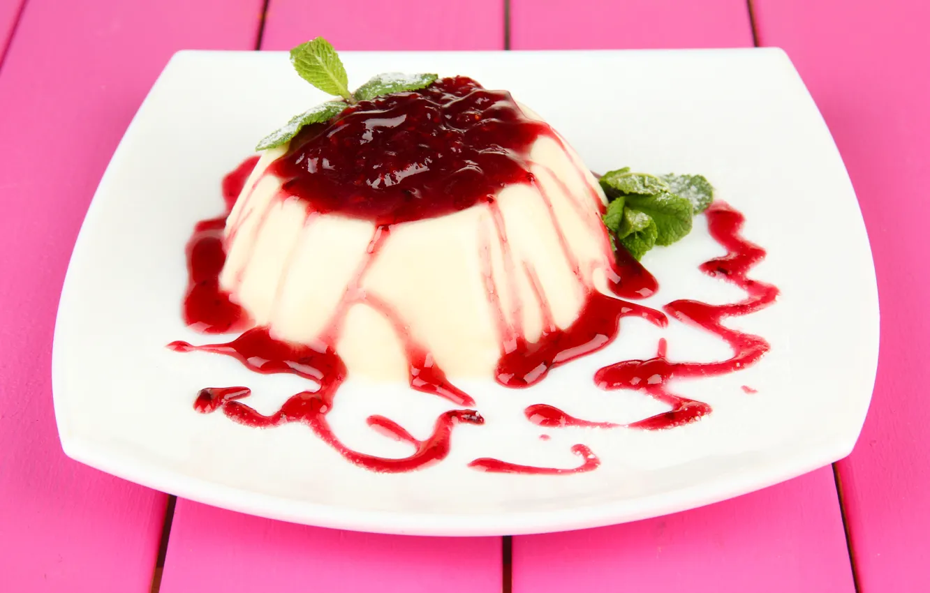 Photo wallpaper dessert, jam, syrup, cheese, strawberry, pudding, pudding