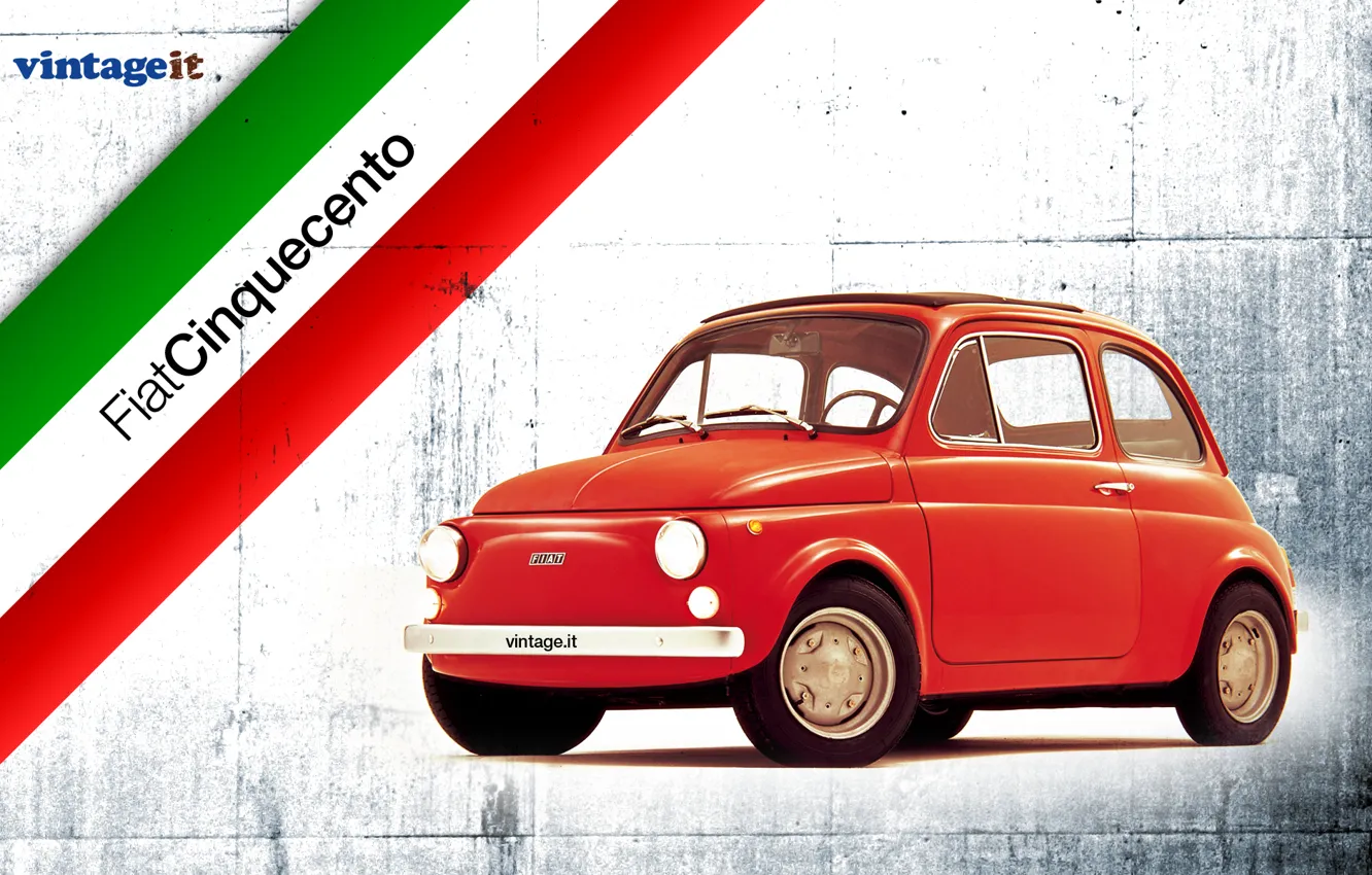 Photo wallpaper red, Italy, 500, WALLPAPER, FIAT, VINTAGE