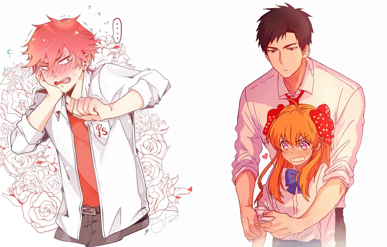 Photo wallpaper girl, anime, art, pair, guy, The gekka Shoujo Nozaki-kun, Nozaki is the author of shojo …