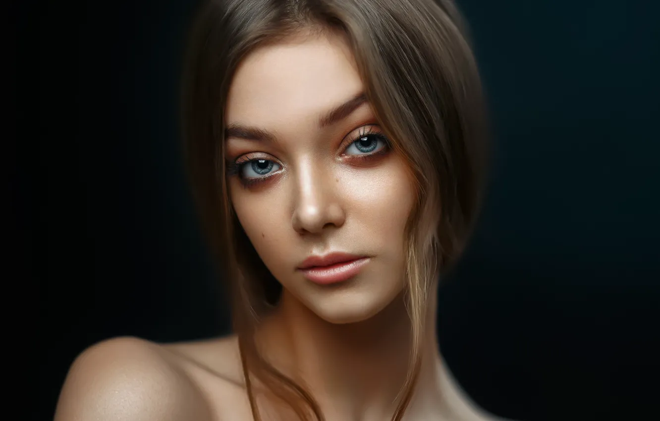 Photo wallpaper look, background, model, portrait, makeup, hairstyle, brown hair, beauty