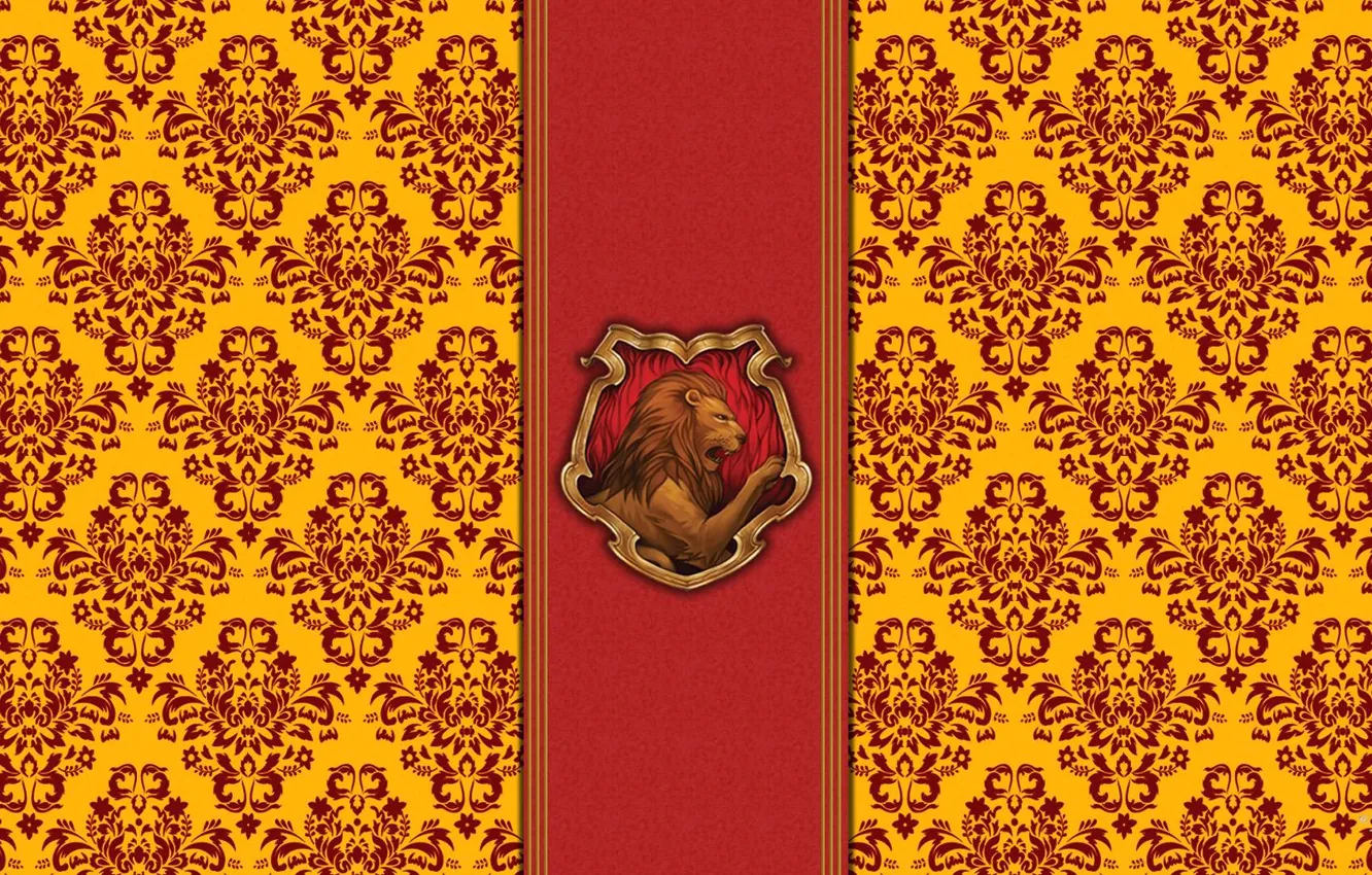 Photo wallpaper red, Leo, emblem, Harry Potter, gold, Harry Potter, Hogwards, Hogwarts