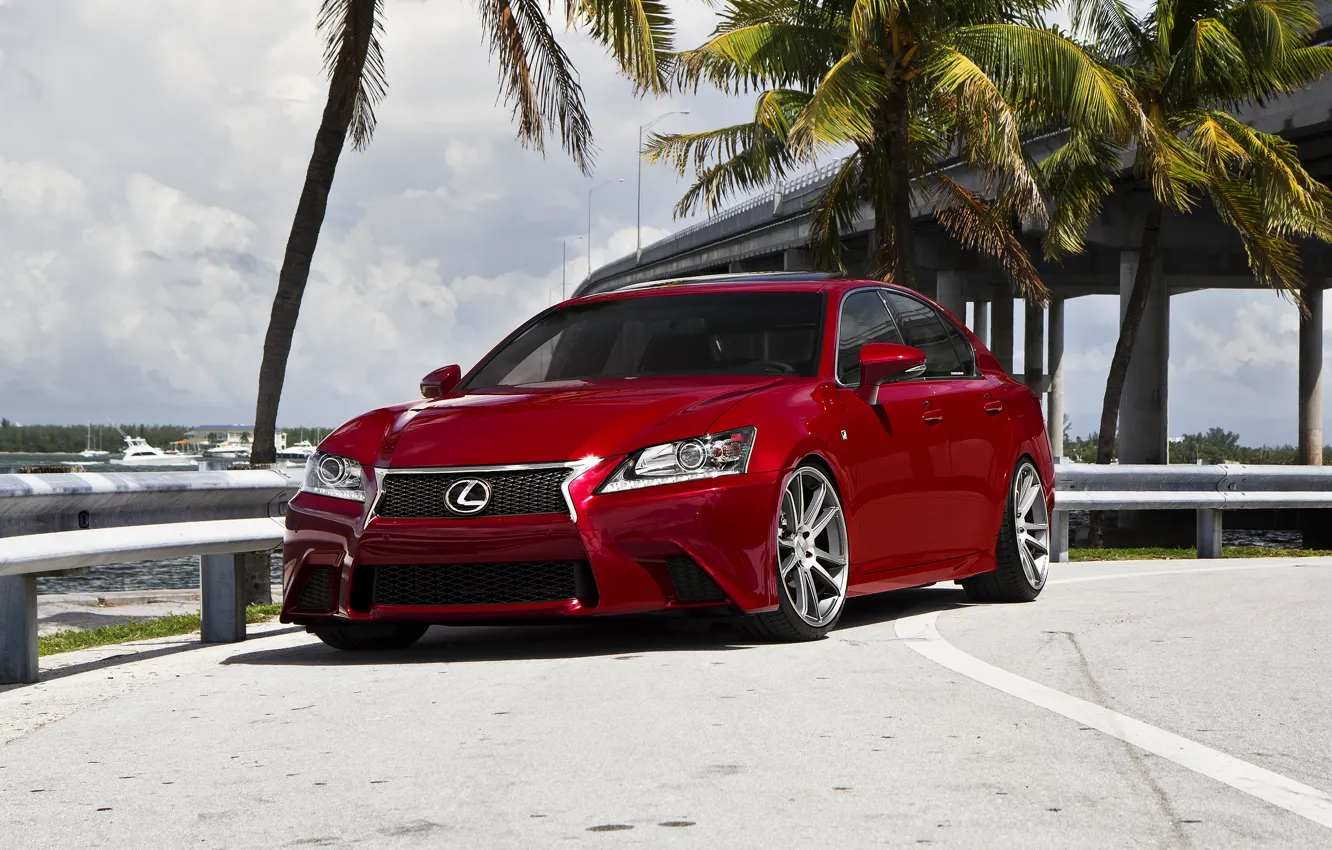 Photo wallpaper Lexus, red, tuning, GS F