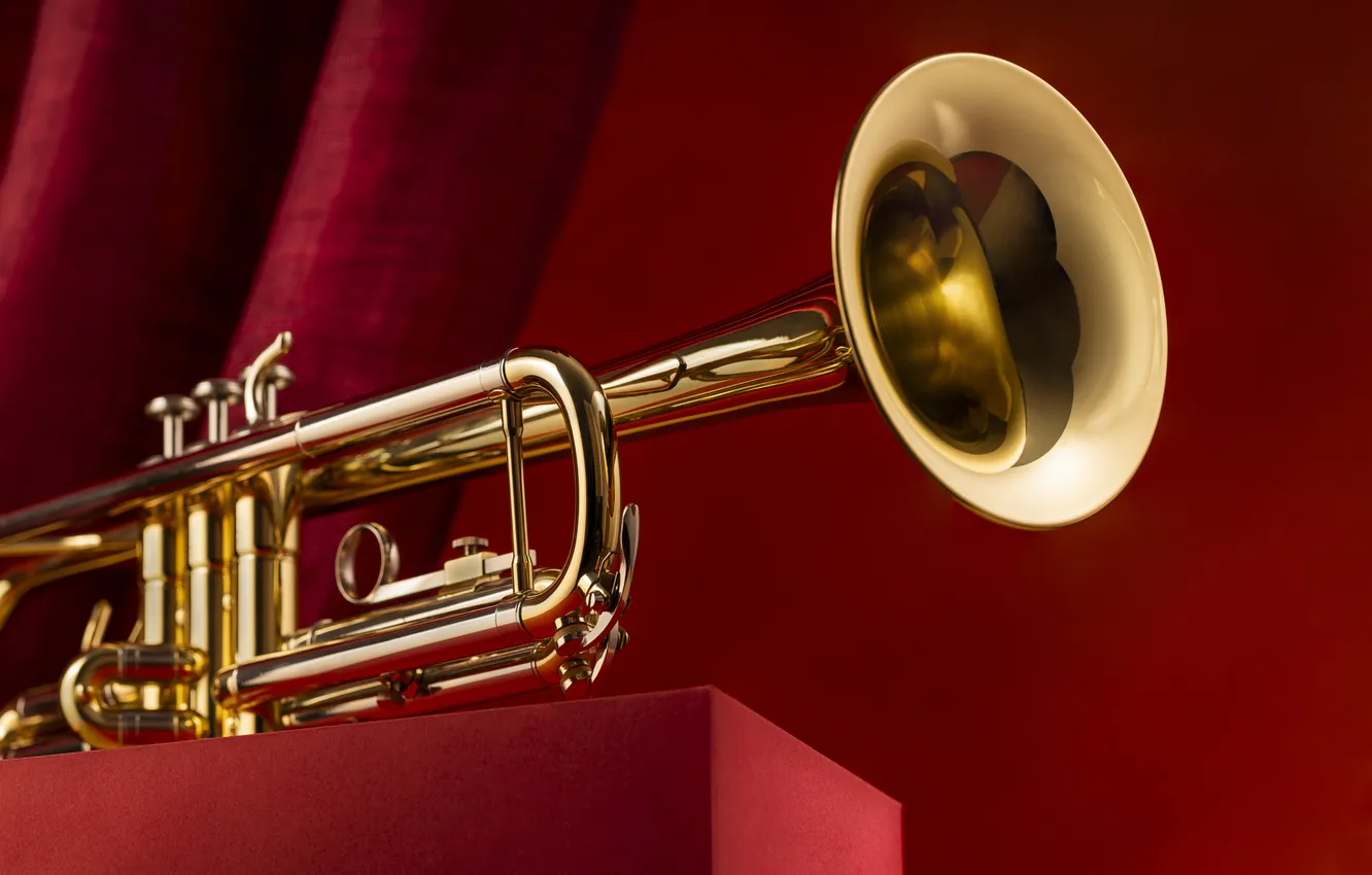 Photo wallpaper music, pipe, red background
